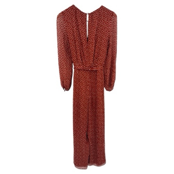 Boden Hermione Silk Jumpsuit Red Polka Dot Long Sleeve Wide Leg Size 6 - Picture 7 of 13